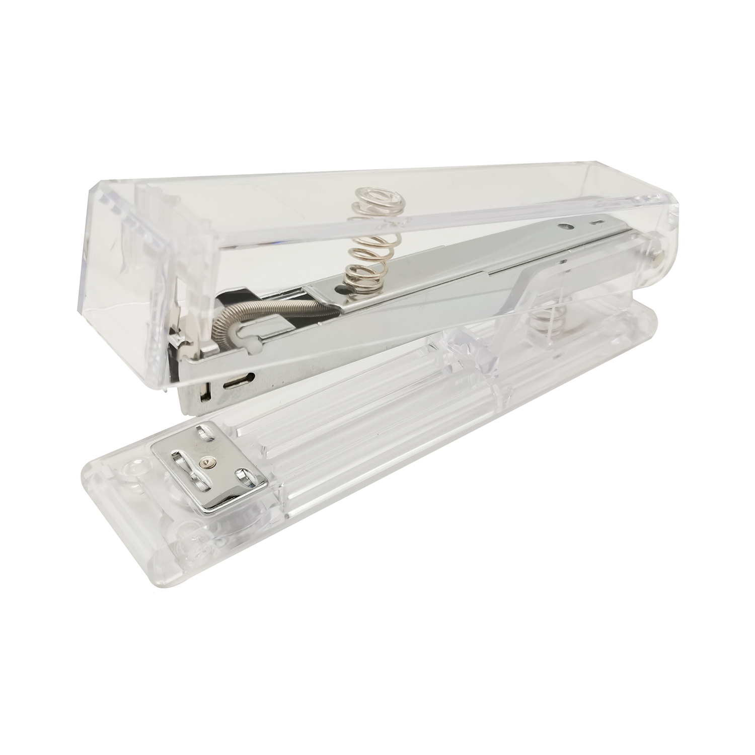 Manufacturer promotional gift luxury 20 sheets silver transparent stapler square head manual engrapadoras stapler